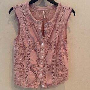 FP Movement by Free People Pink Lace Sleeveless Blouse